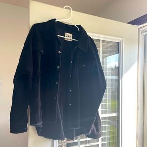 Zara Raw Hem Corduroy Shirt Jacket